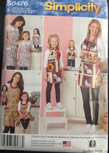 SIMPLICITY S0476 / 1241 Sewing Pattern for MISSES', CHILD'S & DOLL  APRONS