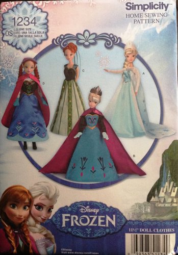 Simplicity 1234 Sewing Pattern for Disney Frozen Fashion doll Clothes for 11 1/2" doll