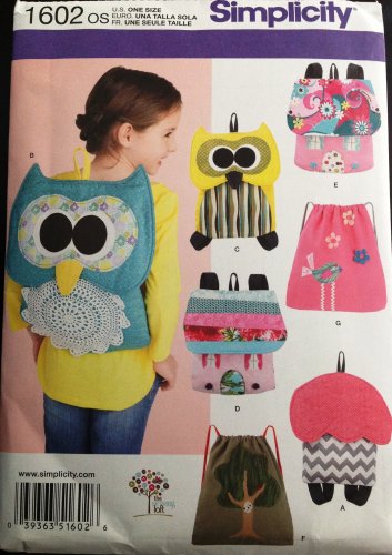 Simplicity 1602 Craft Sewing Pattern for Child's Backpacks