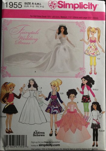 Simplicity 1955 Sewing Pattern for  Doll Clothes in  3 sizes-10 1/2", 11 1/2", 12 1/2"