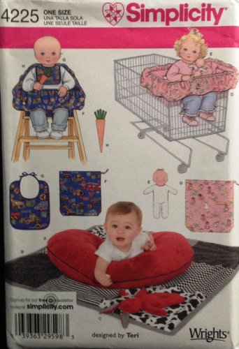 Simplicity 4225 Pattern for Baby Accessories: Pillow Cover, Quilt, Bunny, Seat Covers, Carrot