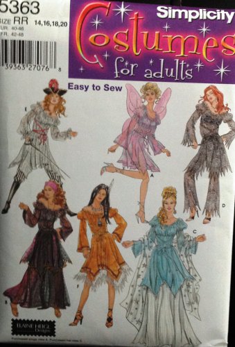 Simplicity 5363 Sewing Pattern for Women's Plus Size Costumes sz: 14,16,16,20