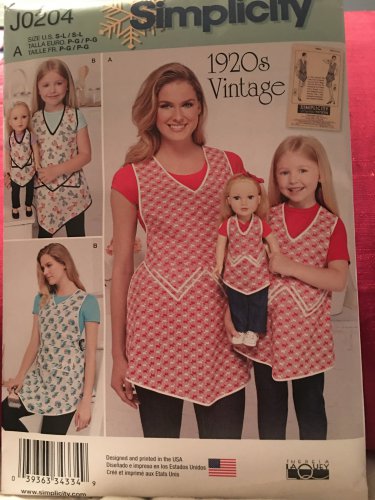SIMPLICITY J0204 SEWING PATTERN FOR CHILDS' & MISSES' APRONS & APRON FOR 18" DOLL