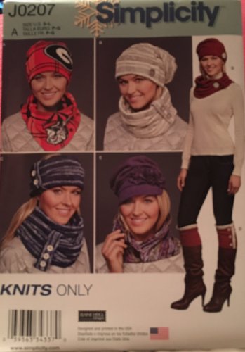 Simplicity J0207 SEWING PATTERN FOR HATS & SCARF, BOOT TOPPER & HEADBAND...HAT IN 3 SIZES