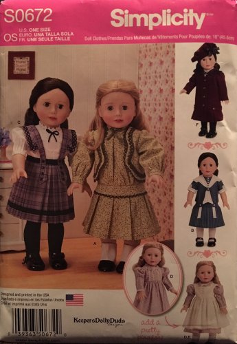SIMPLICITY J0672 Sewing Pattern for 18" Doll Clothes