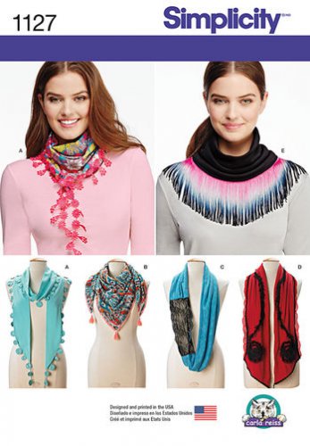 SIMPLICITY 1127  SEWING PATTERN FOR MISSES'  SCARVES