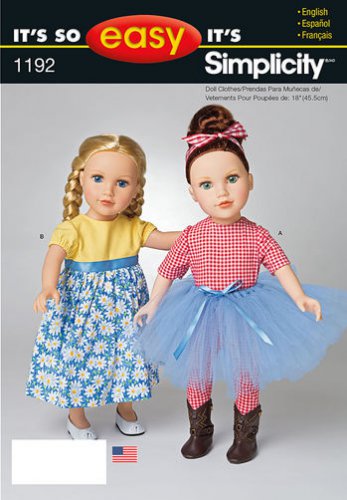 Simplicity 1192 Craft Sewing Pattern for 18&acirc;��  Doll Clothes-It's So Easy!