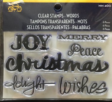 Little Yellow Bicycle Clear Stamps 1 package - CHRISTMAS WORDS