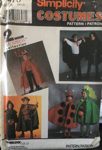 SIMPLICITY 7470 SEWING PATTERN FOR COSTUME - CAPE, ROBE & HEAD PIECE