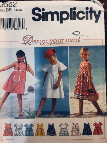 SIMPLICITY 9562 Sewing Pattern  for  Child's Dress SZ 5,6.6X
