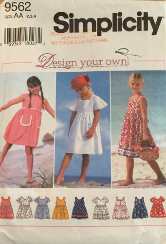 Simplicity 9562 Sewing Pattern for Child's Dresses  Size 5, 6, 6X