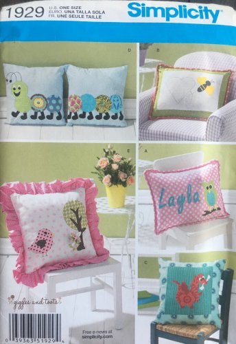 SIMPLICITY 1929 Sewing Pattern for -  APPLIQUED PILLOWS