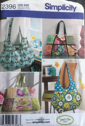 SIMPLICITY 2396 Sewing Pattern for Tote Bags in 4 Different Styles