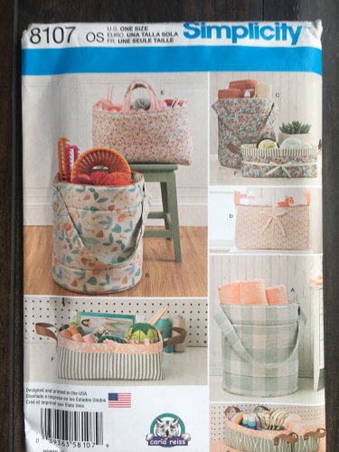 SIMPLICITY 8107 SEWING PATTERN FOR HOME ORGANIZERS