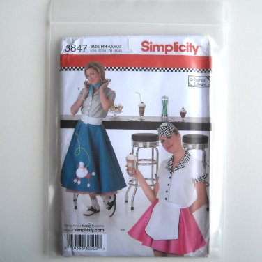 SIMPLICITY 3847 SEWING PATTERN FOR MISSES COSTUME-Retro 50s Poodle Skirt  SZ 6,8,10,12