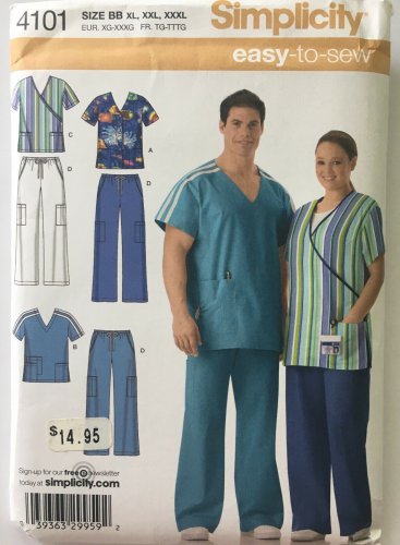 SIMPLICITY 4101 PATTERN MISSES', MEN'S OR TEENS TOP SKIRT & PANTS (SCRUBS)