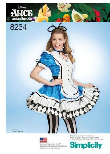 SIMPLICITY 8234 SEWING PATTERN FOR MISSES' COSTUME-Alice in Wonderland,  SIZE 6 - 14