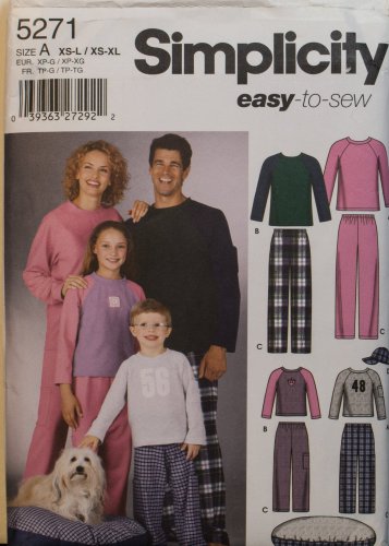 SIMPLICITY 5271 CHILD'S, TEENS' & ADULTS' PANTS, CAP, TOP & PET BED