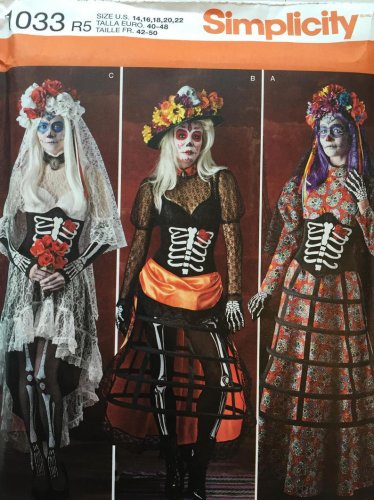 SIMPLICITY 1033 SEWING PATTERN FOR DAY OF THE DEAD COSTUMES,  SIZE 6 - 14