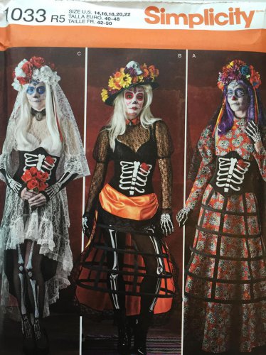 SIMPLICITY 1033 SEWING PATTERN FOR DAY OF THE DEAD COSTUMES,  SIZE 14 - 22
