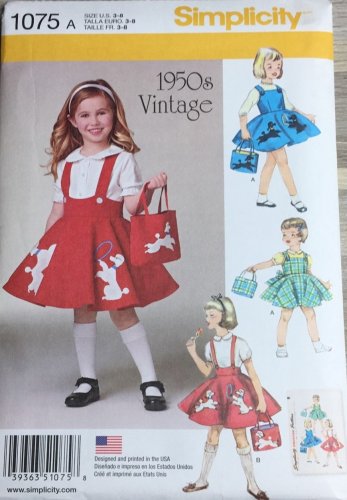 SIMPLICITY 1075 Sewing pattern for Child's Jumper, Skirt and Bag  SZ 3, 4, 5, 6, 7, 8