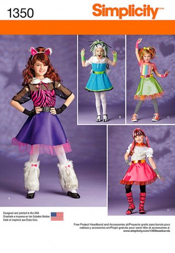Simplicity 1350 Sewing pattern for Girls' Whimsical costumes SZ 3-6