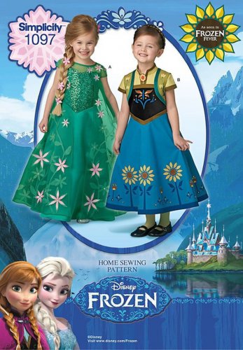 Simplicity 1097 Sewing Pattern For Disney Frozen Anna & Elsa Child's Costumes Sz 3 - 8
