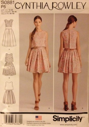SIMPLICITY S0881 CYNTHIA ROWLEY MISSES' DRESS IN 2 LENGTHS SIZE 4 - 12