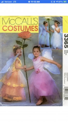 MCCALLS 3365 COSTUME SEWING PATTERN  FOR FLOWER FAIRY SZ 3-8