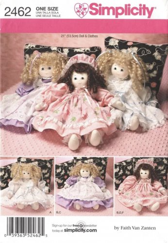 SIMPLICITY 2462 Craft Sewing Pattern for 21" stuffed doll and clothes