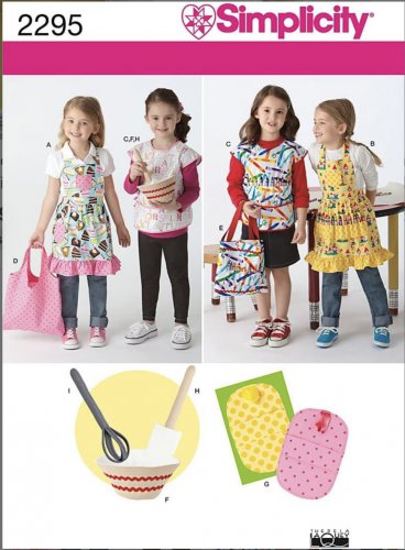 SIMPLICITY 2295 Sewing Pattern for  Child's Aprons & Accessories