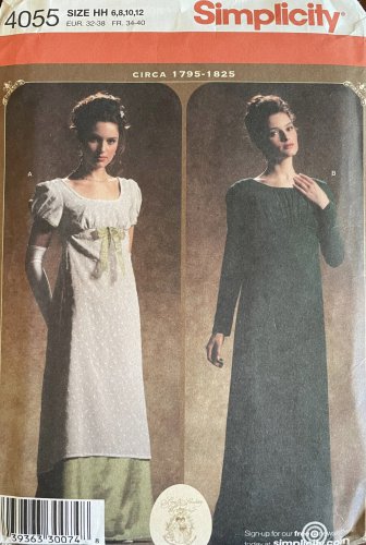 SIMPLICITY 4055 SEWING PATTERN FOR  MISSES COSTUME- CIRCA 1795-1825