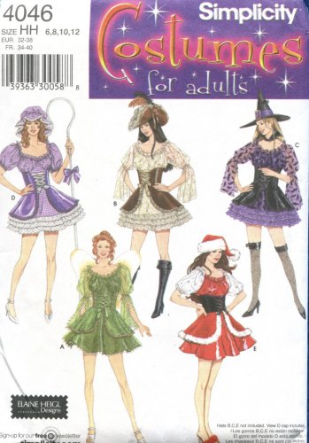 SIMPLICITY 4046 SEWING PATTERN FOR MISSES COSTUMES-BO-PEEP, PIRATE, WITCH, FAIRY & MS CLAUSE