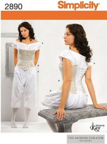 SIMPLICITY 2890 MISSES COSTUMES-DRAWERS, CHEMISE & CORSET 8-14
