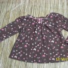 12 month brown long sleeves shirt w/ pink flowers