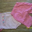 NB 2 pc pink shirt w/ pink w/poka dot pants