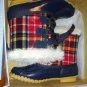 AQUA-STOP WOMENS PLAID RAIN RUBBER BOOTS RED BLUE SIZE 6 NIB
