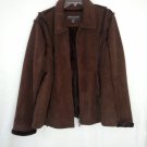 WOMENS WEATHERPROOF BROWN FAUX SUEDE SHERPA COAT JACKET WITH ZIPPER CLOSURE  SIZE L/XL