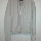 ORIGINAL GARMENT LIGHT GRAY FAUX LEATHER BIKER JACKET ZIPPER CLOSURE SIZE M