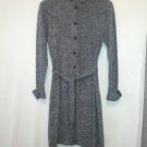 WOMENS GRAY MELANGE SET DRESS+HOODED BELTED KNEE LONG JACKET CARDIGAN SIZE M/L