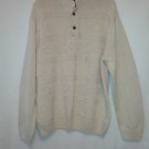 MENS CHAPS KNIT LIHGT GRAY/OFF WHITE COTTON SWEATER HALF BUTTONED NWT SIZE L
