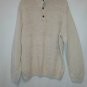 MENS CHAPS KNIT LIHGT GRAY/OFF WHITE COTTON SWEATER HALF BUTTONED NWT SIZE L