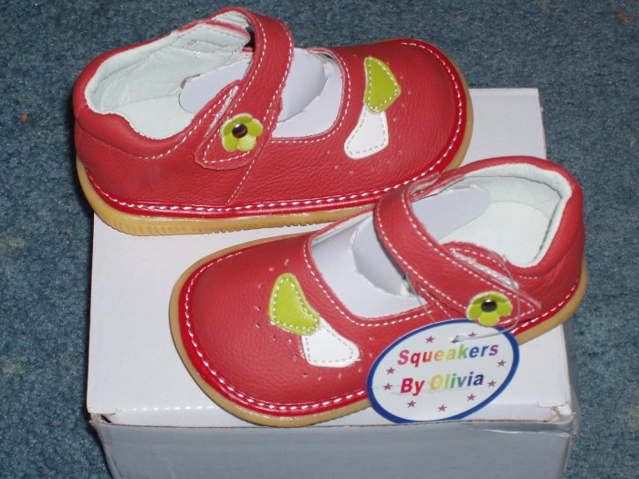 Red Baby Girls Leather Squeaky Shoes Toddler sizes 3, 4, 5, 6, 7, 8