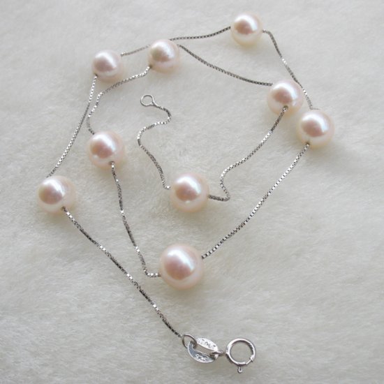 genuine fresh pearl silver necklace $19