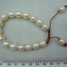 BR429-90105G     Short Rice Bracelet White with Brown Threads
