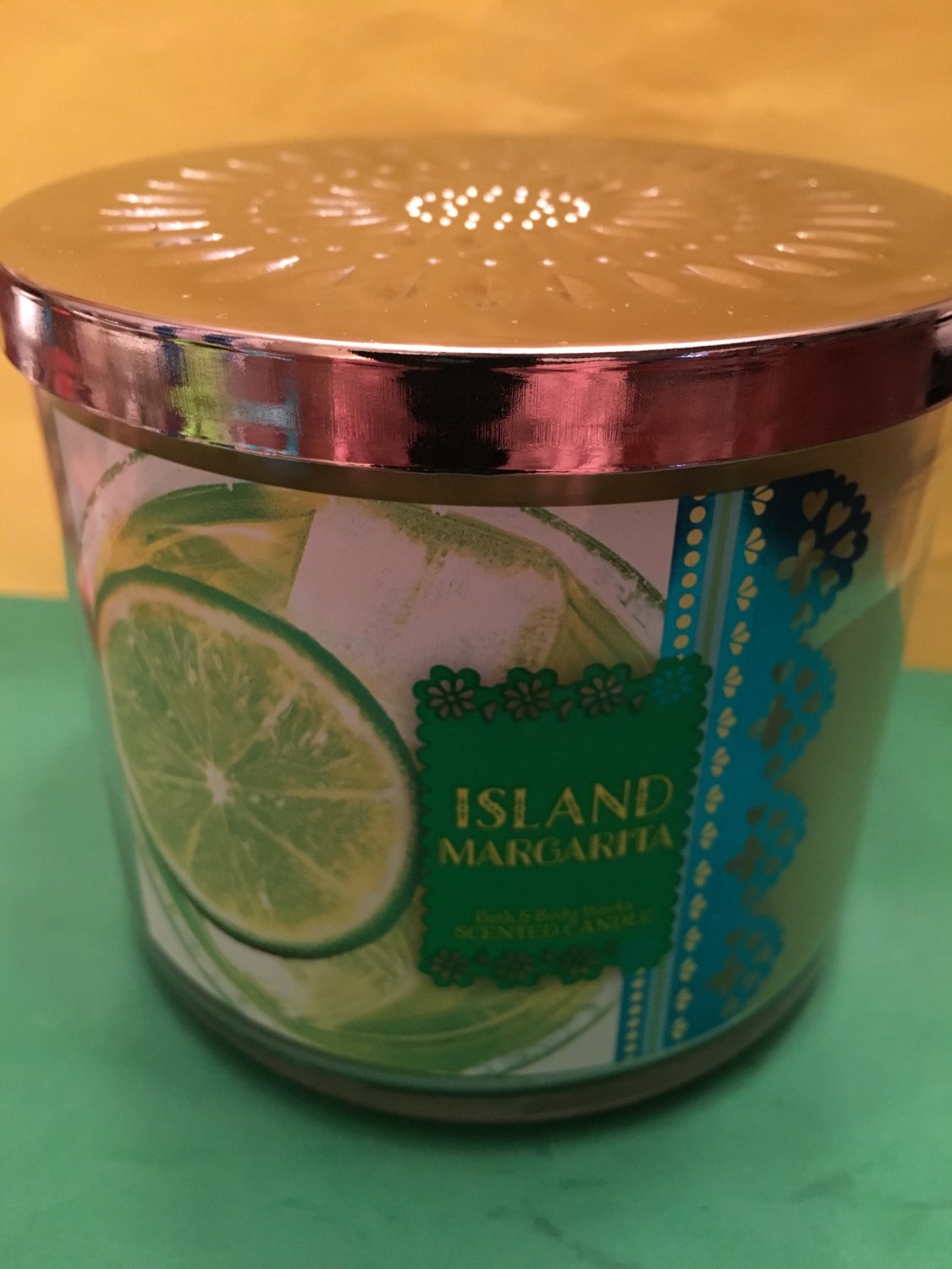 Bath & Body Works Island Margarita Candle Lime Label 3 Wick Large