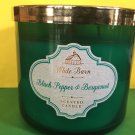 Bath & Body Works Black Pepper Bergamot Green Glass Candle 3 Wick Large