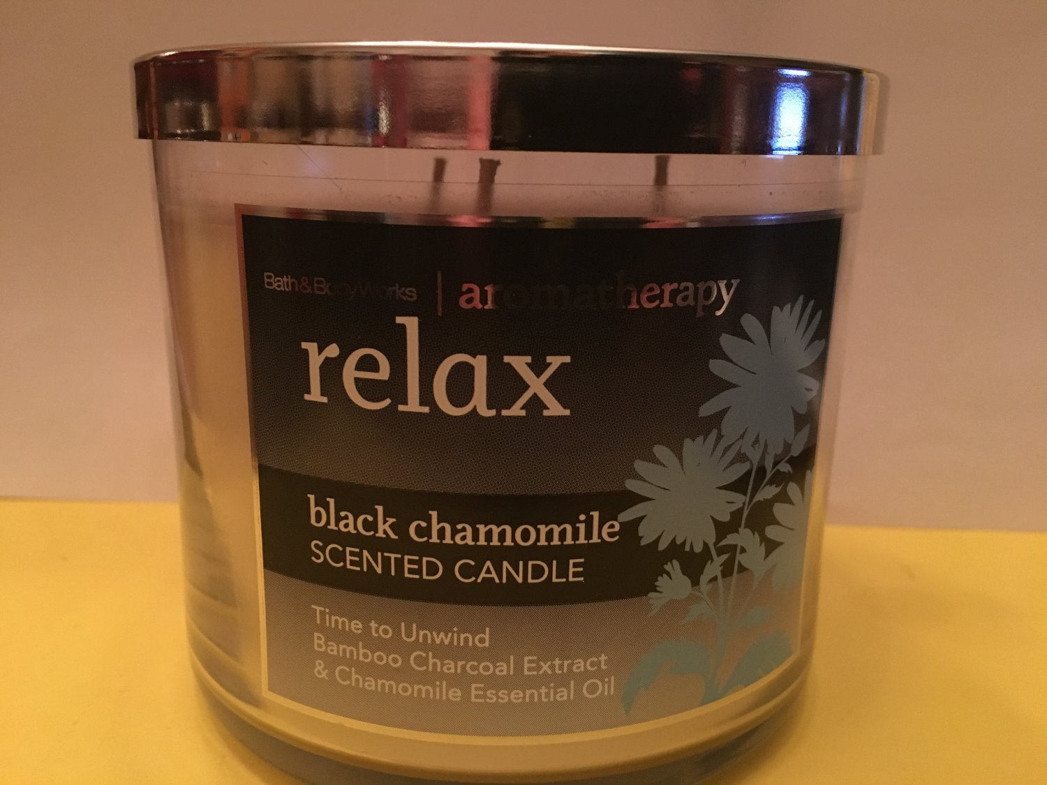 Bath & Body Works Aromatherapy Black Chamomile 3 Wick Candle Large
