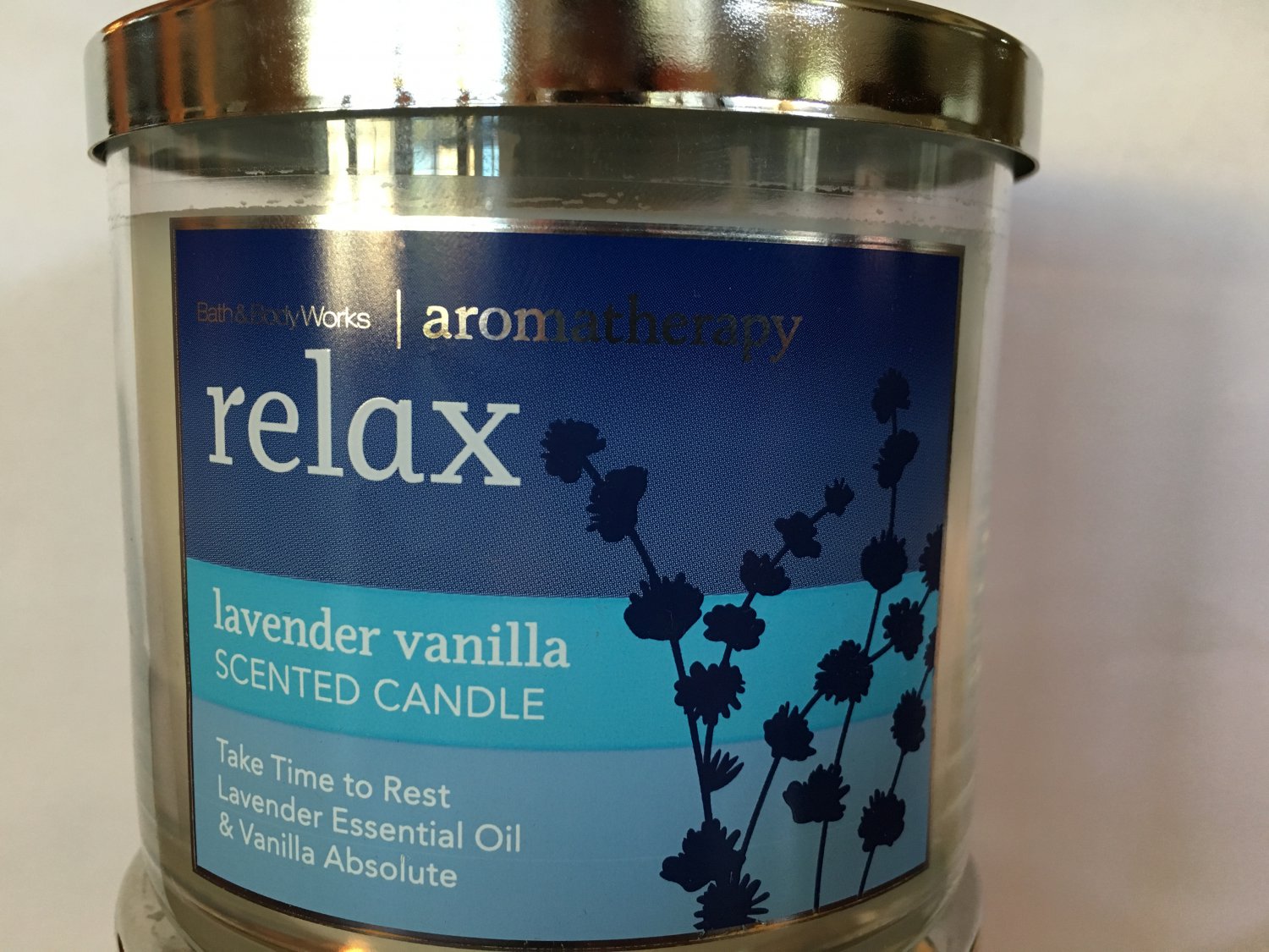 Bath & Body Works Aromatherapy Lavender Vanilla Candle 3 Wick
