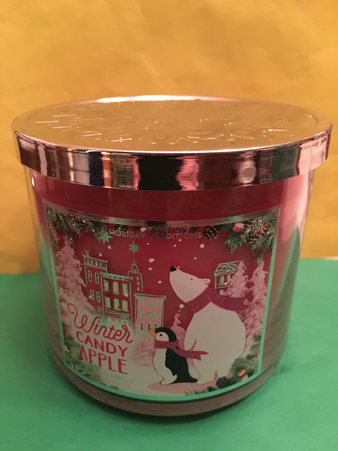 Bath and Body Works Winter Candy Apple 3 Wick Candle Large